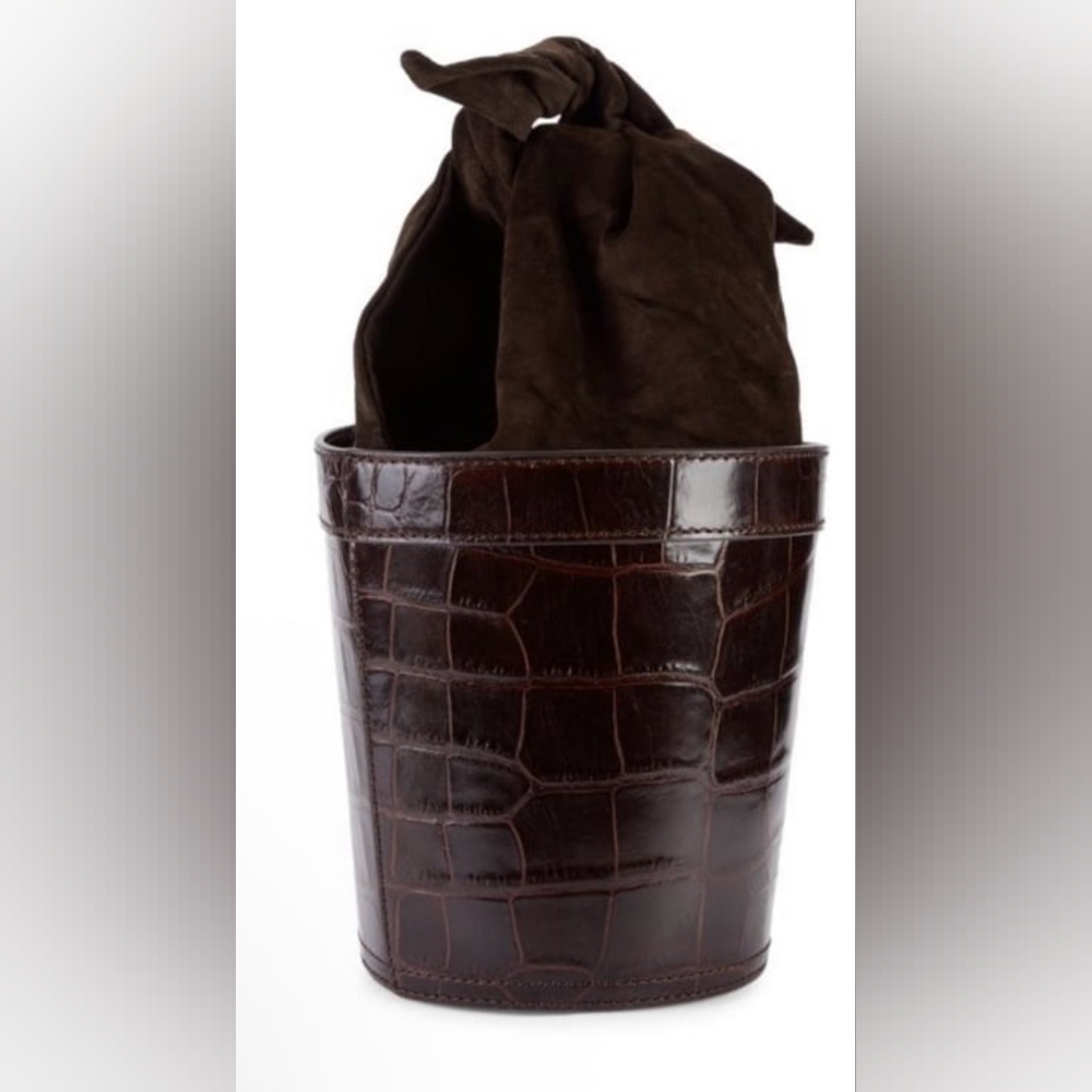 Staud Britt Croc Embossed Leather Bucket Bag NWT